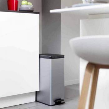 CURVER Deco Slim Cubo de Basura, Plata, 40 L