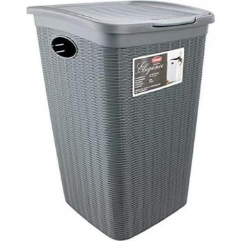 Cesto para Ropa Elegance 50L con Tapa, Gris Ardesia, Plástico 36,5 x 54,5 x 38 cm