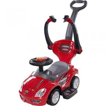Sol Bebé Mega coche correpasillos con barra de empuje, color rojo