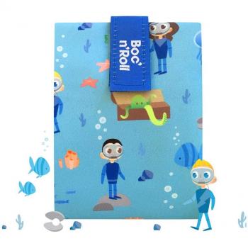 Roll'eat Boc'n'Roll, KIDS Ocean , Porta bocadillos reutilizable , bolsa merienda , funda bocadillo, Sin BPA, Azul