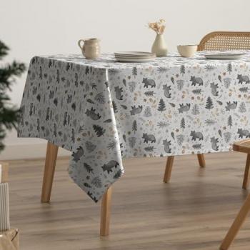 Mantel Rectangular Antimanchas de Algodón para Navidad 160x100 cm - Tacto Tela Decorativo