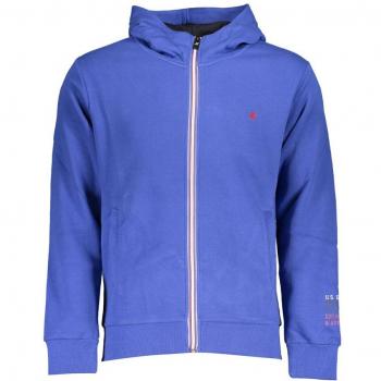 U.S. Polo Assn. Grand Polo Chic Blue Hooded Fleece Sweatshirt with Embroidery - 3XL