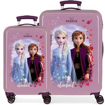 Disney Frozen Nature is magical Juego de maletas Morado 55/65 cms Rígida ABS Cierre combinación 93L 4 ruedas dobles Equipaje de Mano