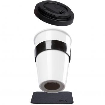 Silwy Magnetic Porcelain To-Go Cup with Black Coaster (350 ml)