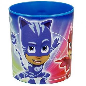 PJ MASKS | Taza para niños y niñas con diseño de personajes - 350 ml | Taza infantil de plástico para microondas - Libre de BPA