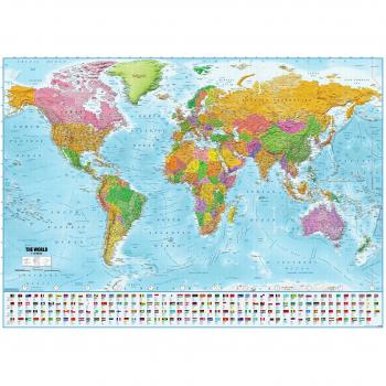 Póster XXL Mapa del mundo con banderas - Versión 2018