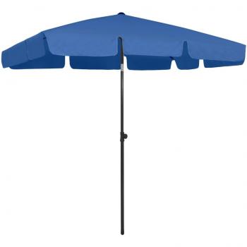 vidaXL Azure Blue Beach Umbrella 200x125 cm