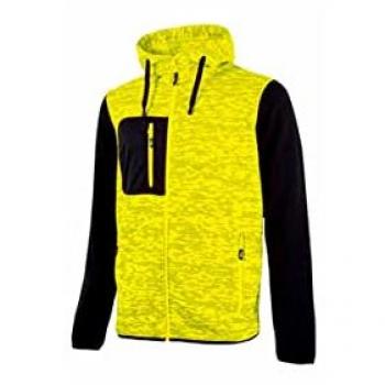 U-Power Sudadera Rainbow Color Amarillo Fluo Talla 3XL con Cremallera, Grandes Bolsillos, Forro Suave de Polar, Tejido de Algodón Elástico, Cuello Alto, Capucha Ajustable