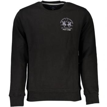 La Martina Elegant Crew Neck Fleece Sweatshirt - L, Male, Black, Size: L, Embroidered Crewneck Sweatshirt