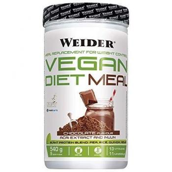 Weider-Vegan Diet Meal 540 Gr. Sutituto de comida 100% vegano.Sin gluten. Ideal para dieta. Chocolate