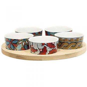 THE HOME DECO FACTORY KA3536 Set 5 BOLS C/Tabla Soporte, Blanco, Estandar