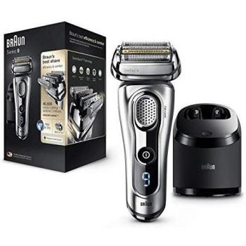 Braun Series 9 9290 cc - Afeitadora eléctrica para hombre de lámina, en húmedo y seco, máquina de afeitar barba con estación de limpieza Clean&Charge, plata, sólo recargable, recargable