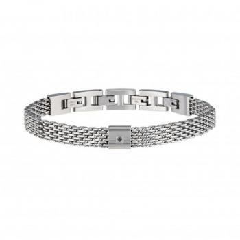 Pulsera de Hombre Breil TJ2954 - Pulsera de acero inoxidable, diseño moderno, cierre de seguridad, detalles en cuero, resistente al agua