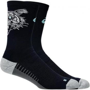 Calcetines ASICS Performance Run Crew Black Blue, Talla 4, Color negro con detalles en azul