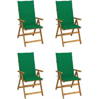4-Piece Solid Acacia Wood Garden Reclining Chairs with Cushions