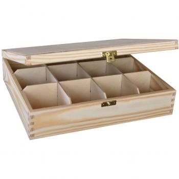 Caja de té de madera 12 comparimentos decoupage arte