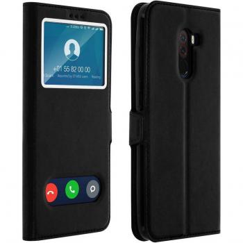 Funda Libro con Ventana Doble Negra para Xiaomi Pocophone F1