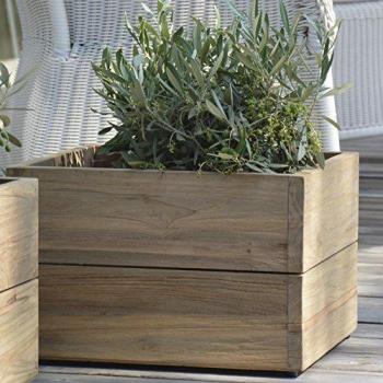 Macetero de Madera de Teca 250 x 400 x 400 mm, Volumen 36 L