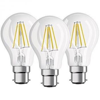 Pack de 3 Bombillas LED Filamento Osram B22d 7W 806lm 2700K Luz Cálida