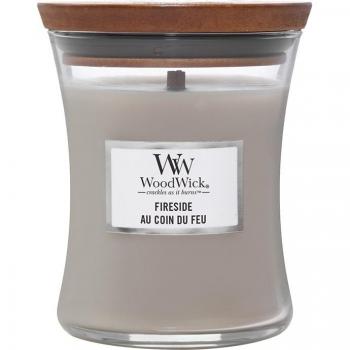 Woodwick Mini Candle-Fireside, Grey, 6.9 x 6.8 x 7.8 cm