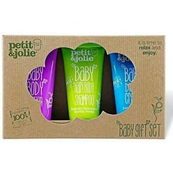 Petit & Jolie Set Regalo Bebé - Incluye productos de cuidado para la piel del bebé, como crema hidratante, gel de baño y aceite corporal; todos elaborados con ingredientes naturales y sin parabenos; presentados en una caja decor