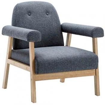 vidaXL Sillón de Tela Gris Claro Silla Asiento Taburete Banco Mueble Banquillo