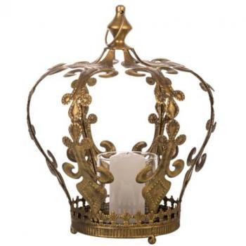 Portavelas de metal dorado Wanderlust Deco 26.5x26.5x33.5 cm