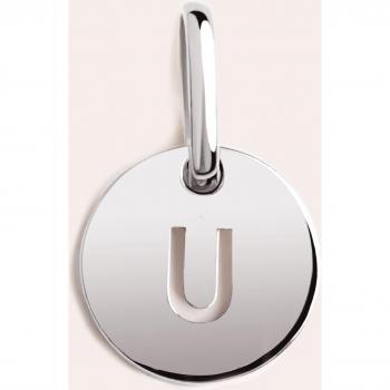 Charm Inicial Mini Medallion en Plata de Ley 925 con Acabado Baño de Rodio - Colgante Letras A - Z - Charm Combinable con Collar - Joyas para Mujer