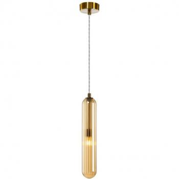 Lámpara colgante Lucande Freylin, 1 luz, ámbar, cristal, 6 cm