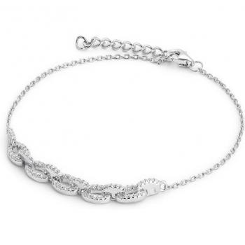 Pulsera de plata Itemporality SBR-101-107-UU con eslabones grandes y circonitas blancas