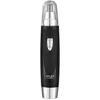 Adler AD 2911 Nose and Ear Trimmer - Stainless Steel Blades, Pain-Free Shaving, Removable Head, Battery Operated, Black
