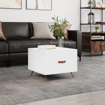 Mesa de centro blanca 50x50x40 cm en madera multicapa y madera de ingeniería