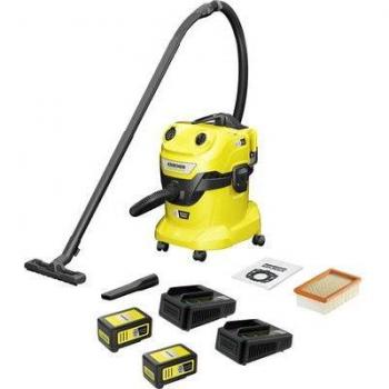 Aspirador de Agua y Sólidos KÄRCHER WD 4-18 Set Doble Batería, Motor 36V, Contenedor de Plástico 20L, Incluye Batería y Cargador