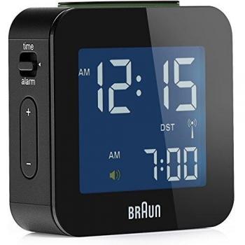 BRAUN BC08B-DCF Reloj despertador inalámbrico de viaje BNC 8 BK-RC 57x57x19,9 mm, negro