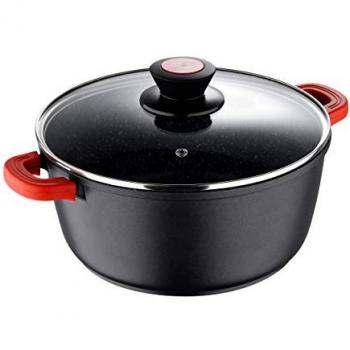 Cacerola Bergner Chroma de Aluminio Fundido Apta para Inducción 24 x 10,5 cm con Tapa, Color Negro
