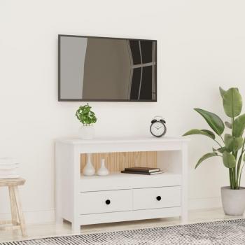 Mueble para TV de madera maciza de pino 79x35x52 cm en color blanco, ideal para salón, diseño moderno y funcional, superficie resistente y fácil de limpiar