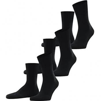 Falke Run Unisex Black Crew Socks 3-Pack with Cushioned Sole, Size 42-43