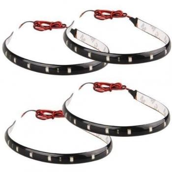TOOGOO(R)4 x Adhesivas Tiras 15 LED Banda flexibles impermeables 30CM 12V Rojo