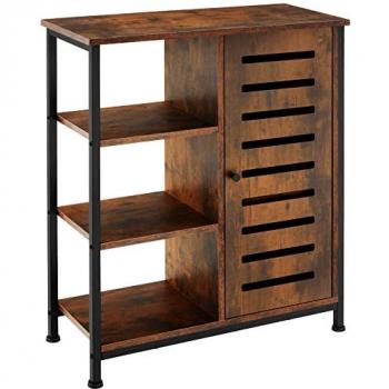 Aparador de Estilo Industrial Tectake 71 x 32 x 82 cm con Tablero Superior Grande, Tres Estantes, Armario con Puerta Magnética y Dos Estantes Ajustables, Fabricado en Aglomerado con