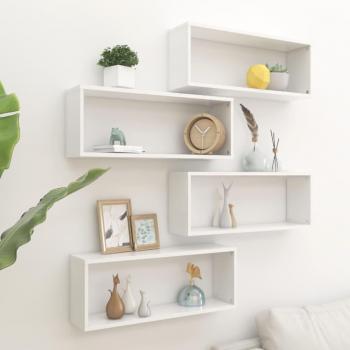 Estante cubo de pared 4 uds aglomerado blanco 60x15x23 cm