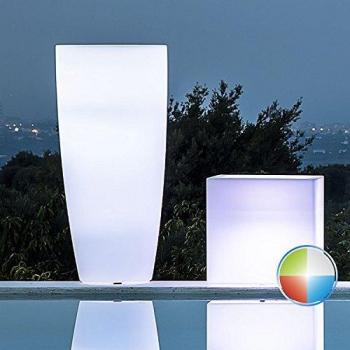 Maceta luminosa redonda Agave H90 con luz blanca 40 cm