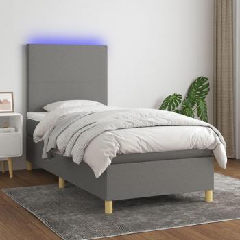 Colchón cama suave con luces LED en tela gris oscuro 100x200 cm