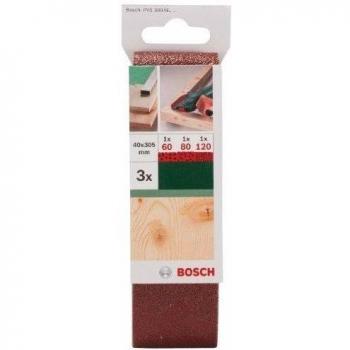 Bosch 2 609 256 186 - Juego de hojas de lija de 3 piezas para lijadora minibanda de Bosch, calidad roja