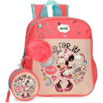 Mochila Infantil Minnie Lovin Life Adaptable con Porta Chupete y Monedero 10x21x25 cm