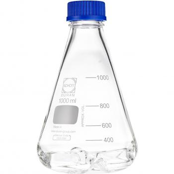 DURAN 212835459 Matraces con Reflectores, GL45, con 4 Deflectores en El Fondo, con Tapa con Membrana, 1000 ml