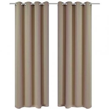 vidaXL 2 Cortinas Oscurecedoras Separador Con Anillas Blanco Crema blackout 135x245cm