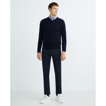 Tommy Hilfiger Pima Organic Cotton Men's Cashmere V-Neck Jumper - Desert Sky - XL