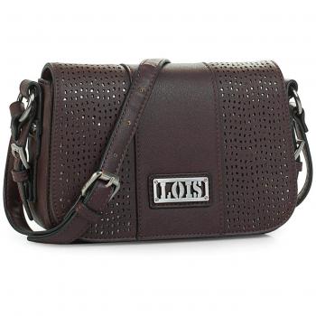 Lois - 95815 Bolso de Mujer Bandolera con Solapa y Cremallera. Forro Estampado. Bolsillo Interior. Bolsillo Delante con Cremallera. Piel sintética Polipiel, Color Marron