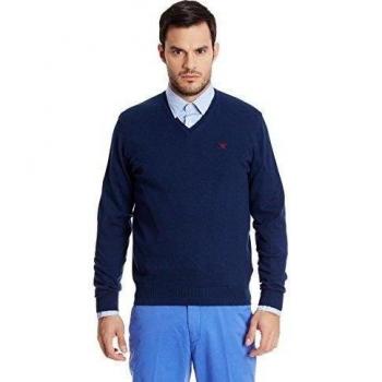 Hackett London PIMA V LOGO, Jersey de deporte Hombre, Azul