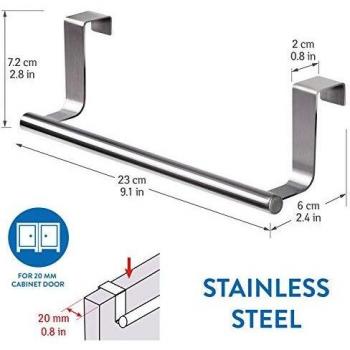 Tatkraft Horizon Toallero para Puertas, Colgador de Paño de Cocina y Baño, Acero Inoxidable